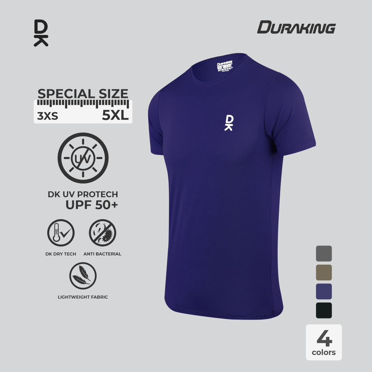 Duraking Baju Lengan Pendek Olahraga Pria Light Weight Basic