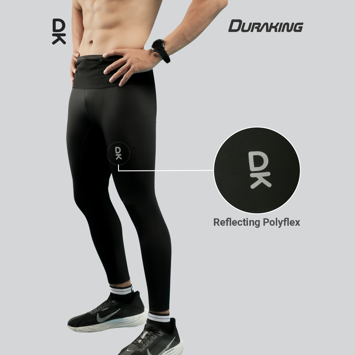 Duraking Celana Legging Panjang Compression Nylon Olahraga Pria - Running