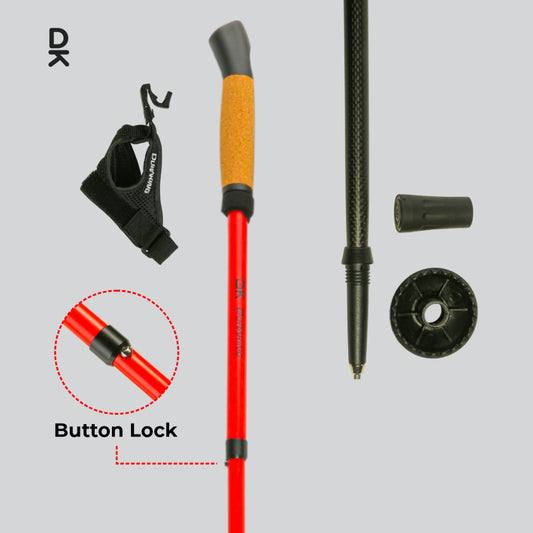 Duraking Carbon Trekking Pole Foldable 110/115 cm - Carbon Lightweight, Quick Release Strap, Anti Slip
