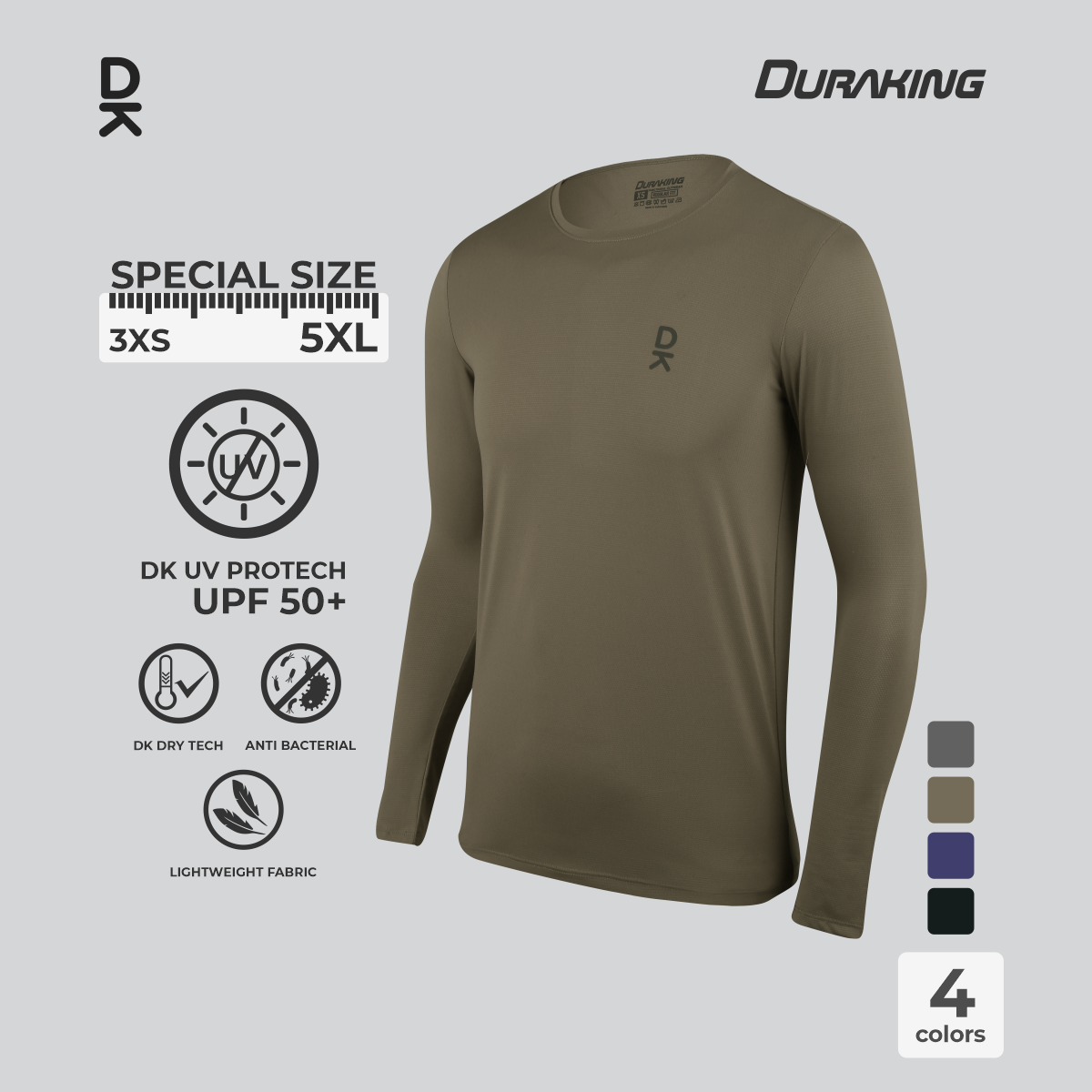 Duraking Baju Lengan Panjang Olahraga Pria Light Weight Basic