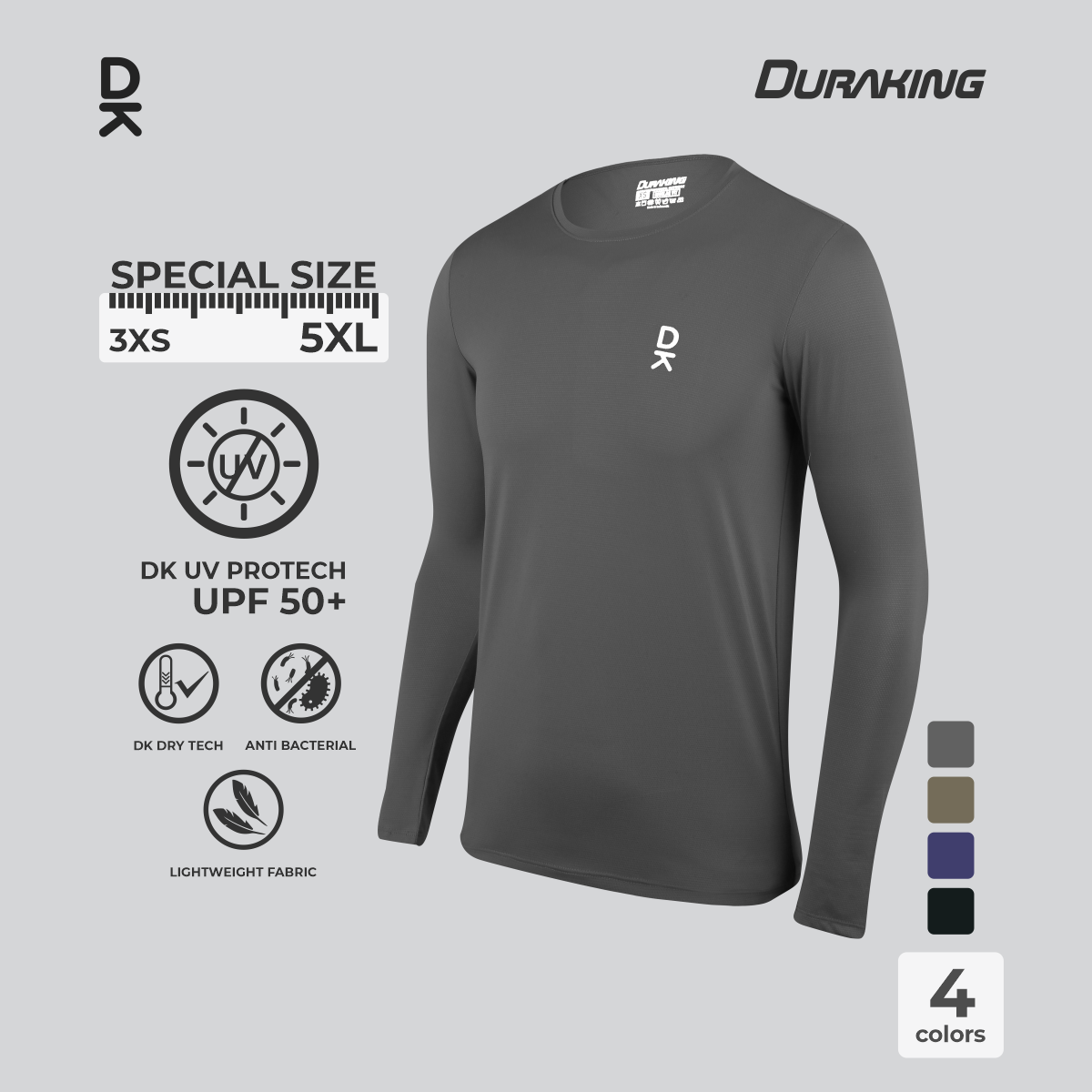 Duraking Baju Lengan Panjang Olahraga Pria Light Weight Basic