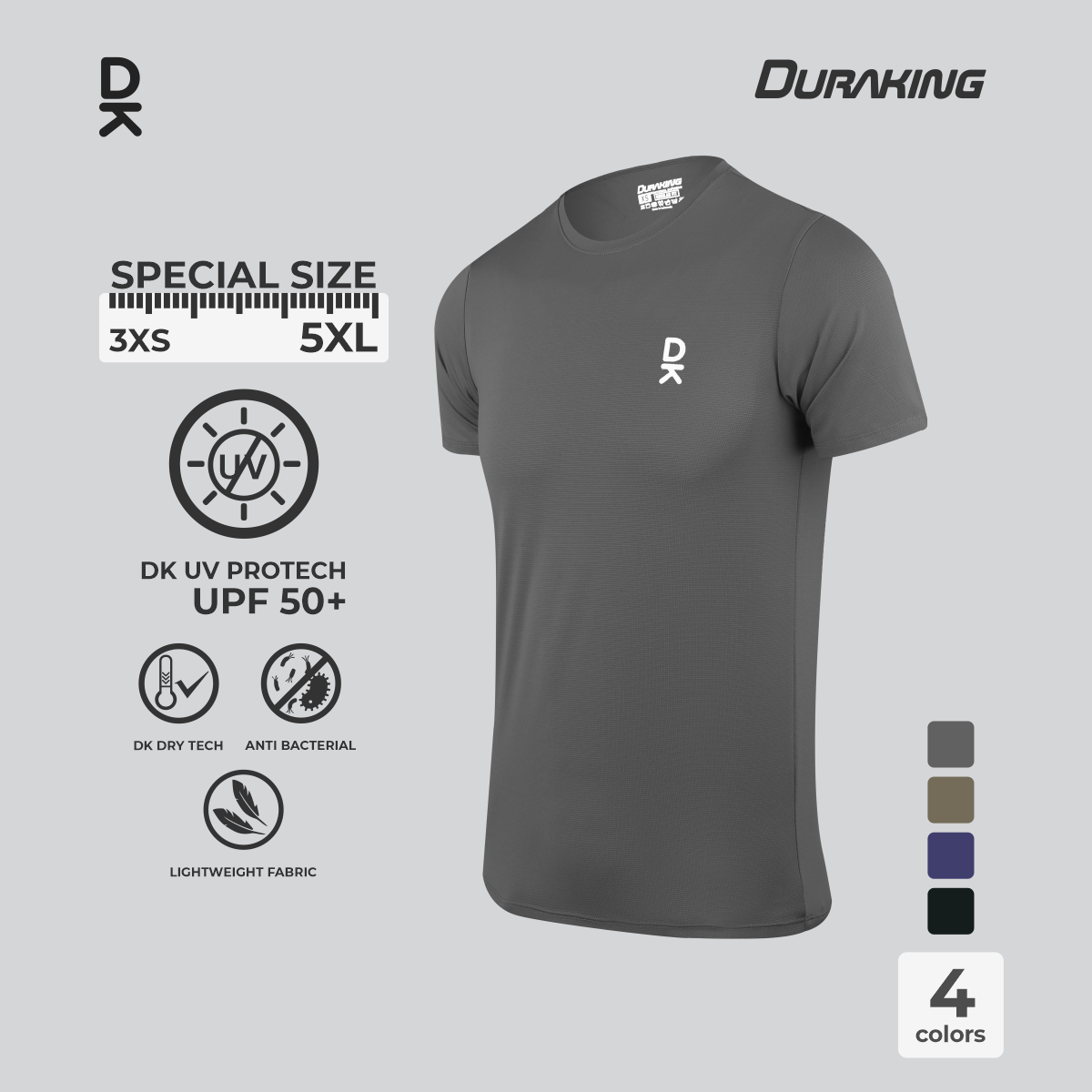 Duraking Baju Lengan Pendek Olahraga Pria Light Weight Basic