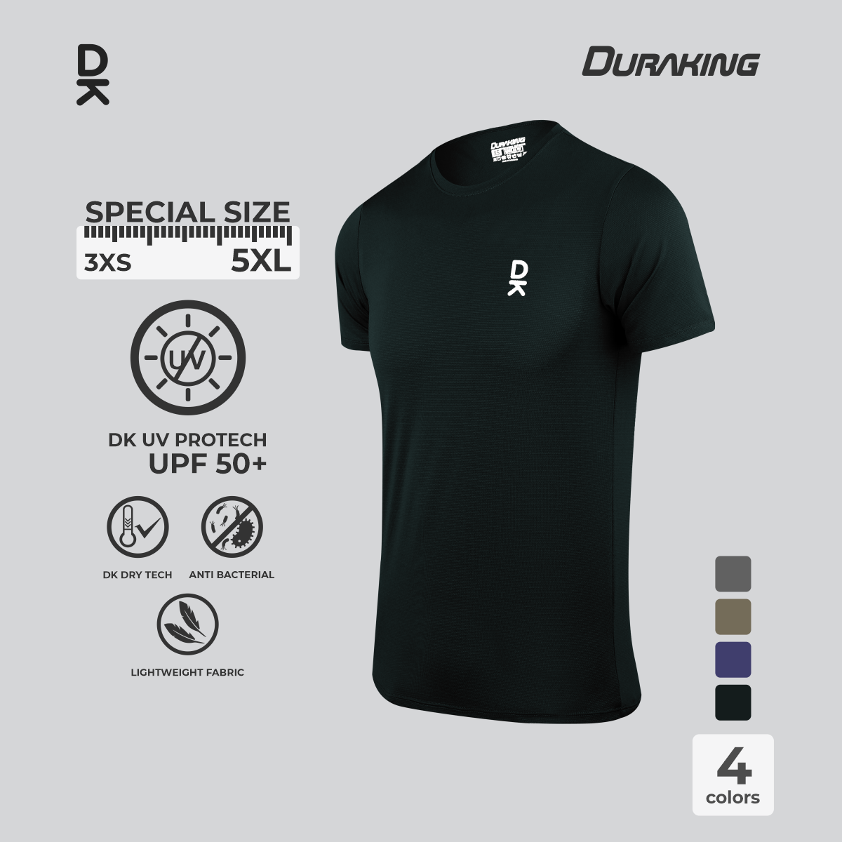 Duraking Baju Lengan Pendek Olahraga Pria Light Weight Basic