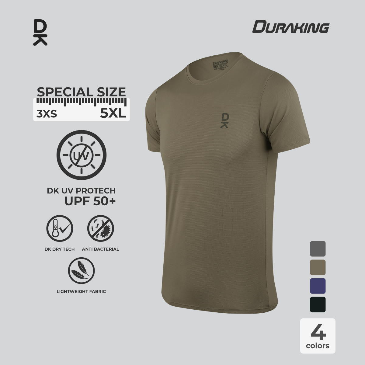 Duraking Baju Lengan Pendek Olahraga Pria Light Weight Basic