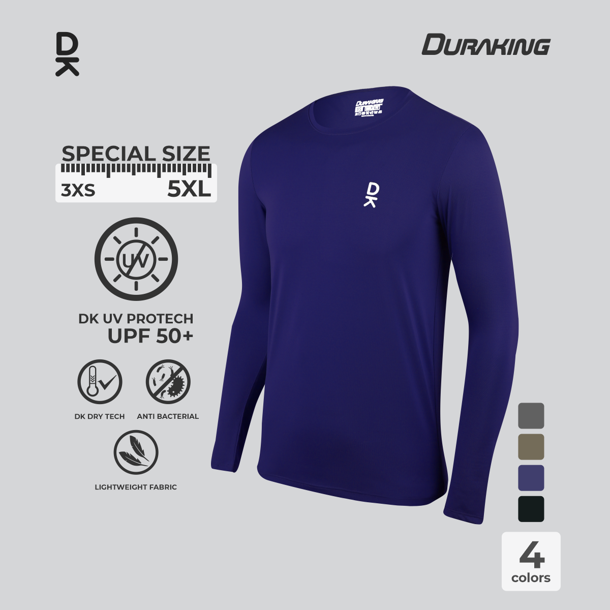 Duraking Baju Lengan Panjang Olahraga Pria Light Weight Basic