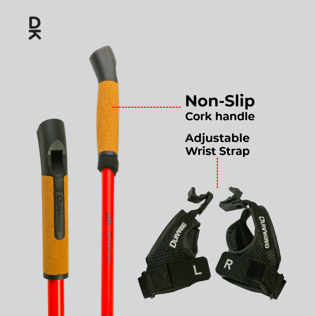 Duraking Carbon Trekking Pole Foldable 110/115  cm - Carbon Lightweight, Quick Release Strap, Anti Slip