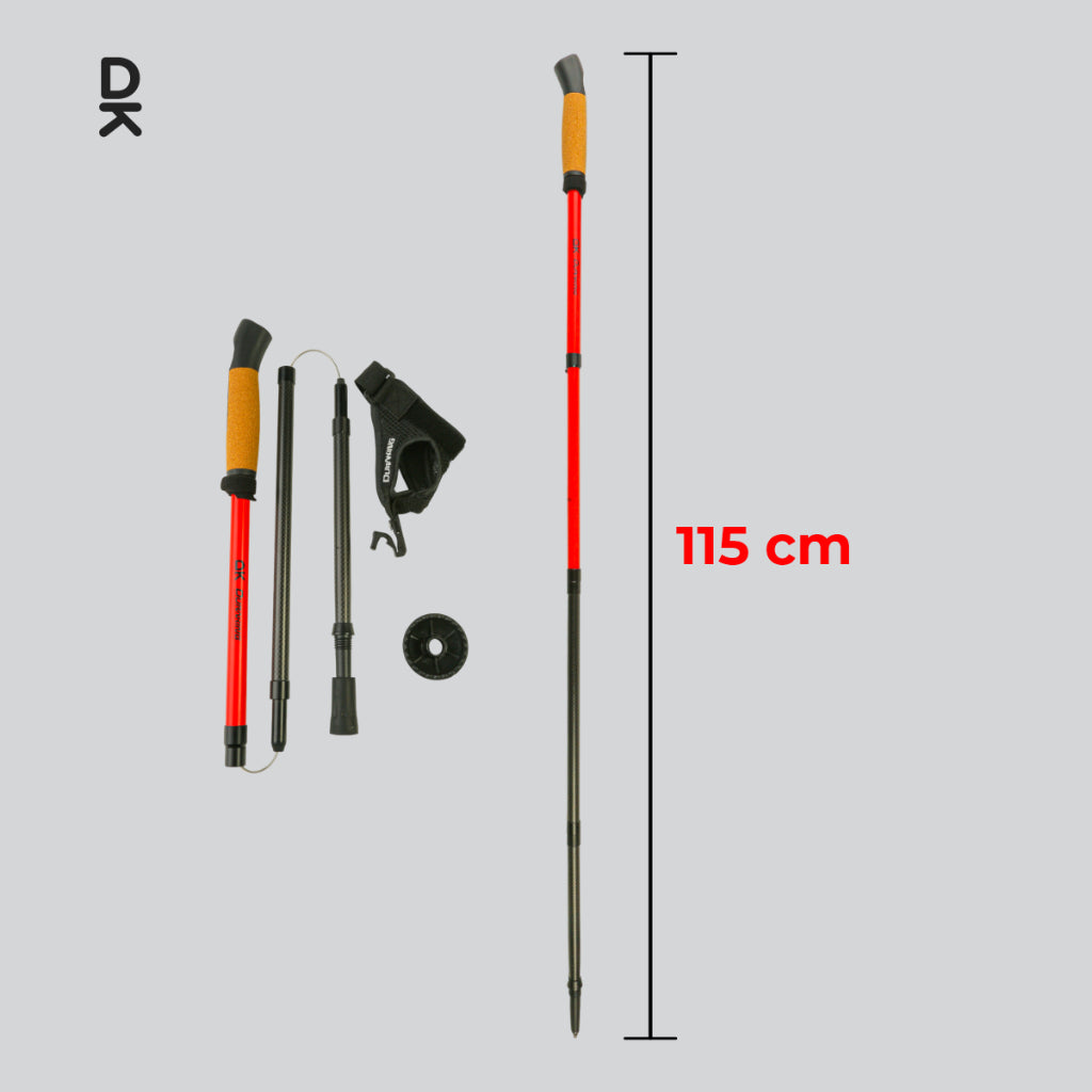Duraking Carbon Trekking Pole Foldable 110/115  cm - Carbon Lightweight, Quick Release Strap, Anti Slip
